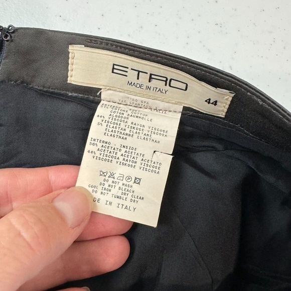 Etro Women's Straight Pencil Skirt Flat Front Back Zip Black Size‎ 44 Capsule - Picture 9 of 10